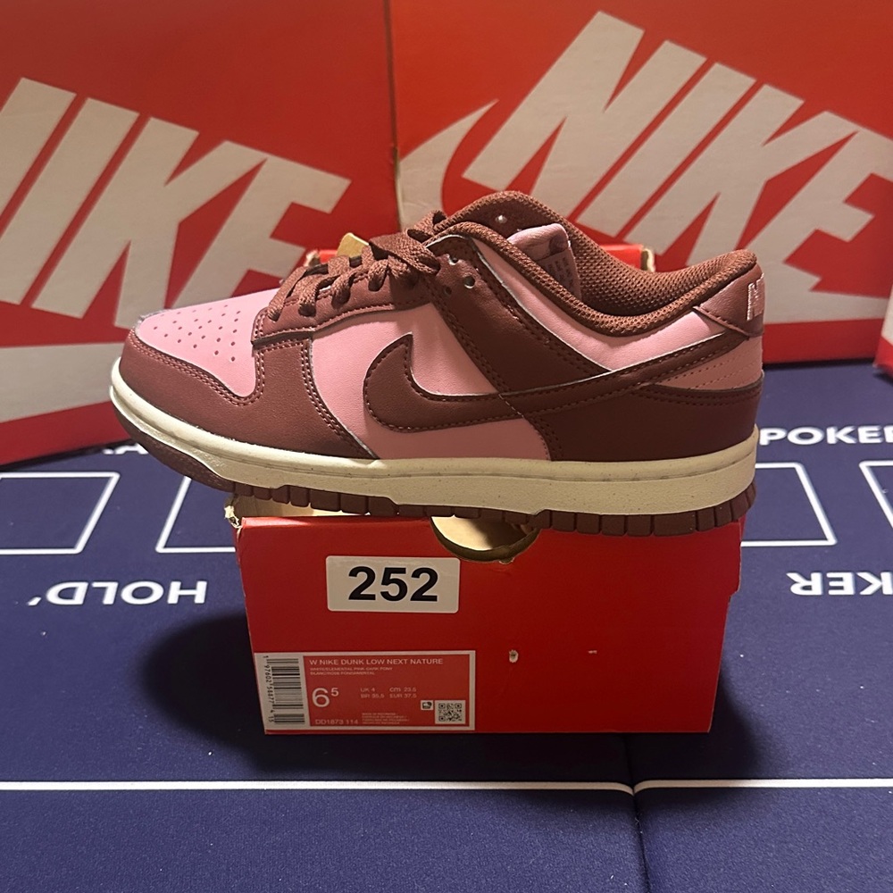 Nike Dunk Low Pink and Burgundy Leather Sneakers